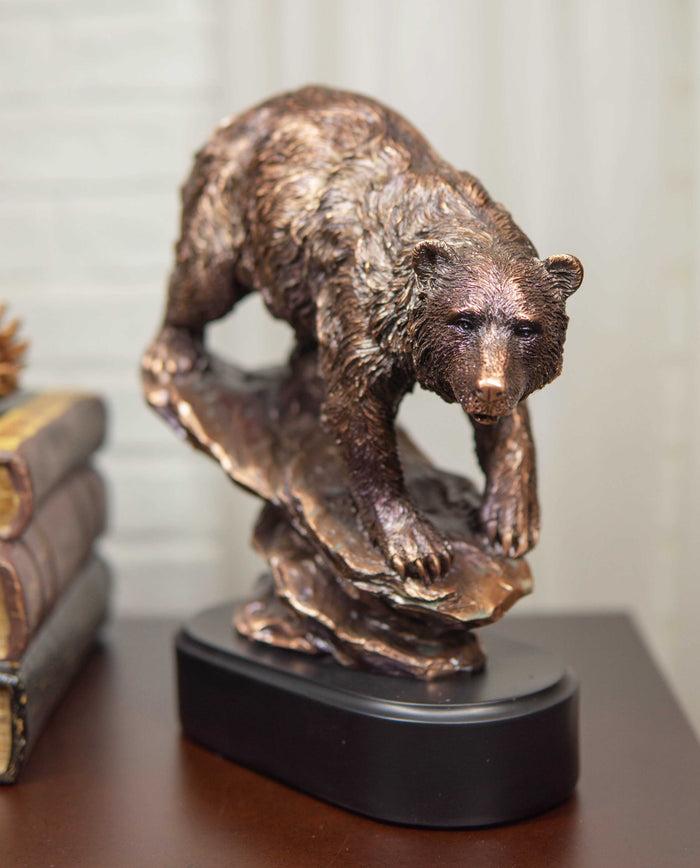 Ebros Gift Wildlife Large Grizzly Bear Going Down Hill Bronze Electroplated Resin Figurine 2026 Online Sale