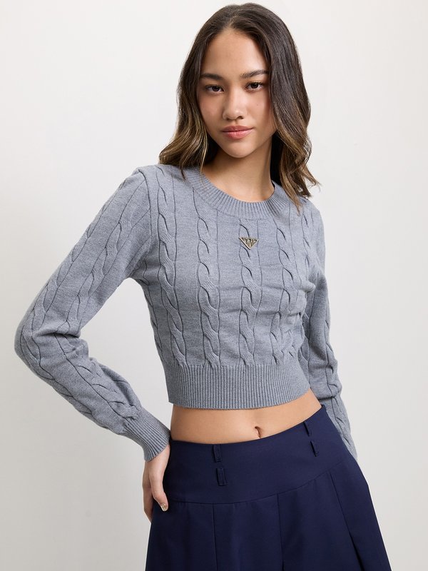 Pomelo Pomelo Cable Knit Sweater - Light Grey 2026 Outlet Online